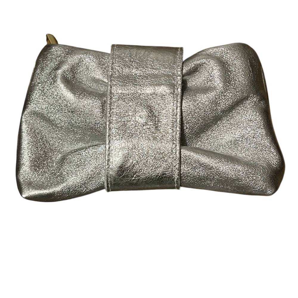 GERMAN FUENTES women's bow‎ clutch bag in silver NWT